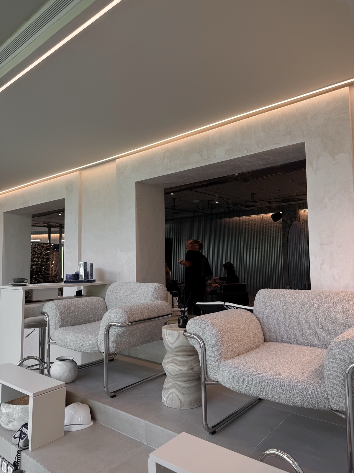 Lounge area at the Marbella hair salon